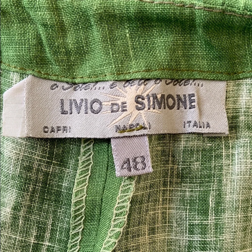 Livio de Simone Italy Lime Green Linen Wide Leg Pants IT 48 US 12 Resort